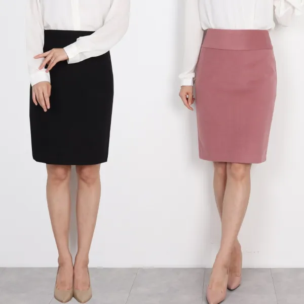 핑크팔레트 여성 겉기모 베이직 H라인 미디 스커트(4컬러) 스커트