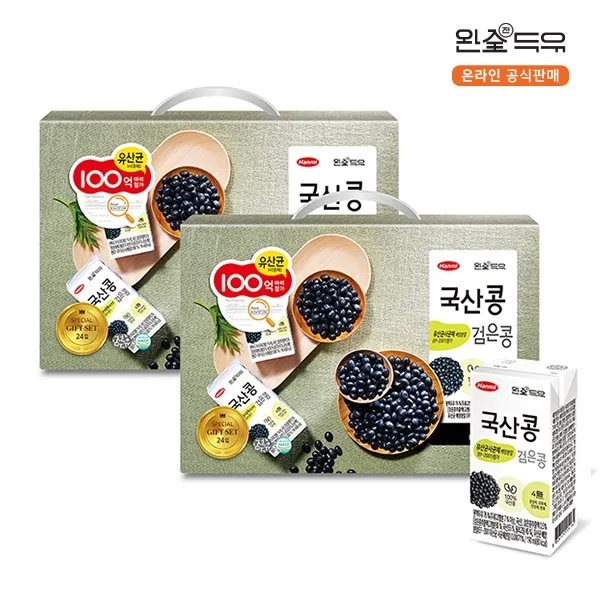 한미완전두유 [한미두유] 유산균 사균체 100억마리 첨가한 국산콩 검은콩, 190ml, 48개입