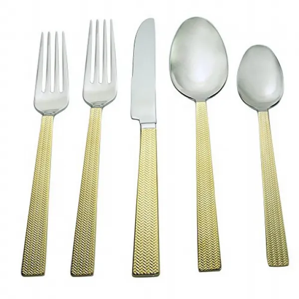Splendide 20 Piece Maxime Hostess Set Gold 4 가지 서비스를 제공하는 Maxime Gold 20pc Flatware 보급품, 1