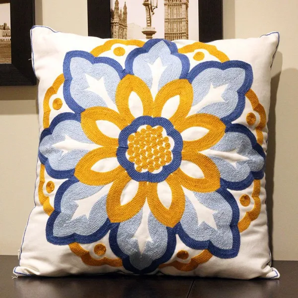 아메카지스타일 전원 스윗 허그 자수 알프스프라자축하화환 노르딕 소파 베게커버 두꺼운 면린넨 뜯어 빨수 있는 풍정 만종 1. 5메터 이하