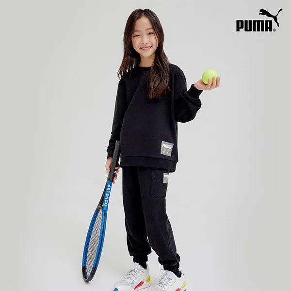[푸마 키즈] [22FW] [PUMA] 푸마키즈 맨투맨 트레이닝 셋업 블랙