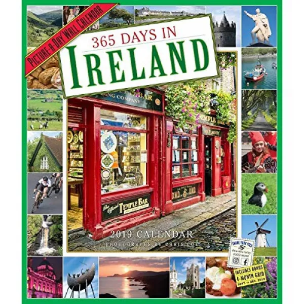 365 Days in Ireland 2019 Picture-A-Day Wall Calendar 아일랜드 2019 365 일 월별 달력, nullSET