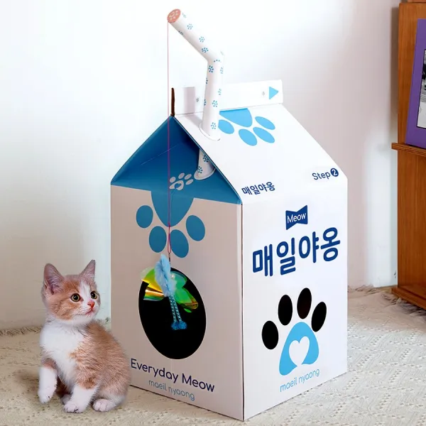 매일야옹 밀크하우스 고양이 숨숨집 스크래쳐