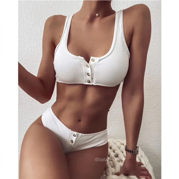 도도살롱 흰키니 바깥채 BIKINI 특수원단 스타일리시 삼각 비키니 수영복 여자 x2개, 화이트