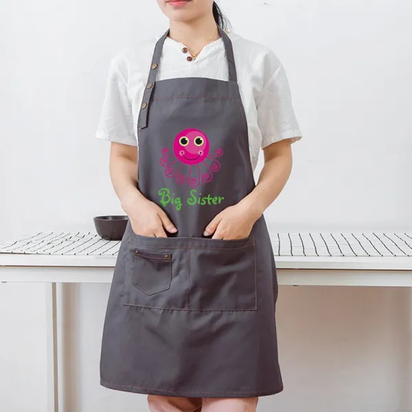 민소매 여 앞치마 꽃집 점원 작업복 맞춤 로고 미술생 그림 그리기 전용 허리둘레 버튼 타입 그레이 Bigsister