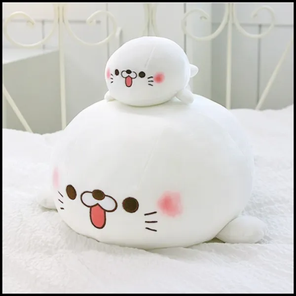 게스쿠마 독설아라자시 물개 바다표범 동물인형, 화이트, 50cm
