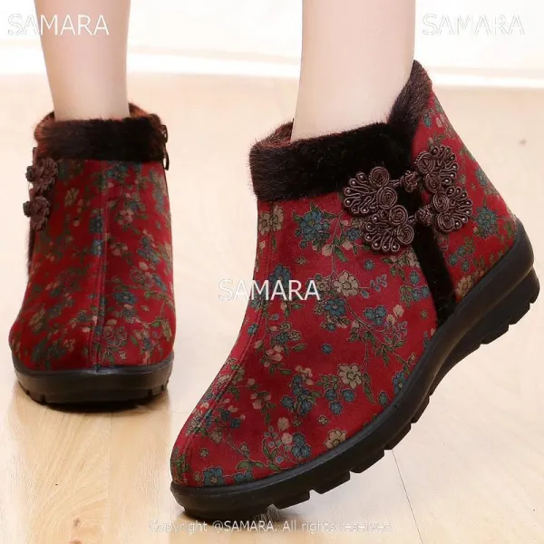 Qterra 특허브랜드 여자 겨울빅사이즈 기모 미끄럼방지 패딩부츠 할머니