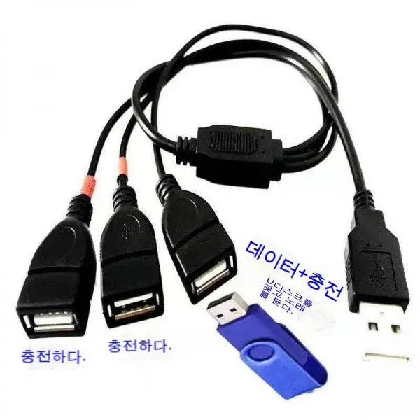 스노우드림 차량용 컴퓨터 usb 확장기 듀얼 포트 내비게이션 충전 케이블 디스펜서 usb, 2구충전1구전송수근거하다