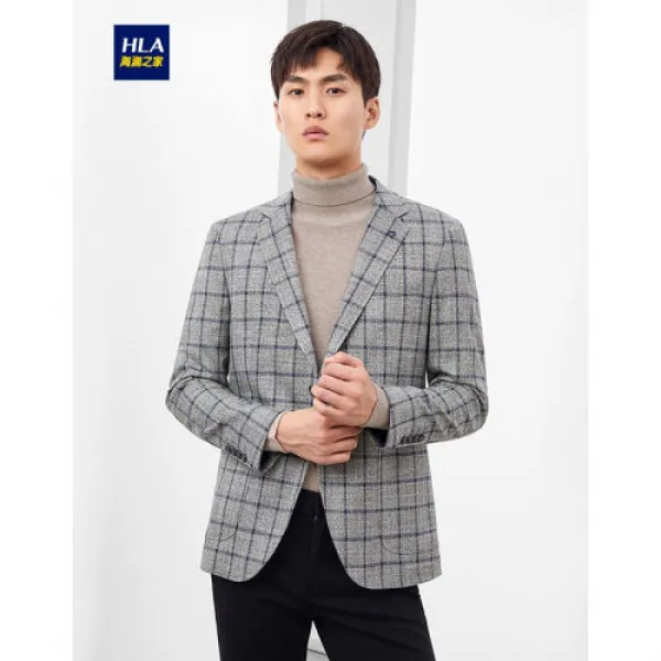 [란란한 집 단벌 수트]HLA 란란한 집 캐주얼 수트남2019 가을 심플한 체크 무늬가(3446)