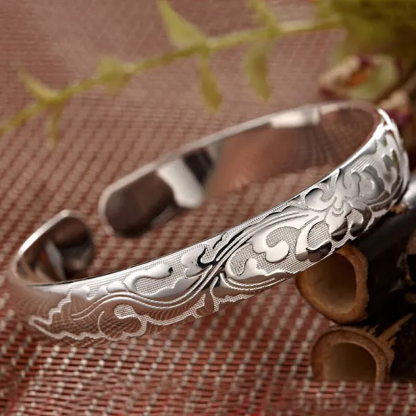 999 스털링 실버 팔찌 오프닝 여성 실버 팔찌 천 발 첩 팔찌 문자 여자 친구 어머니 매력팔찌0286 