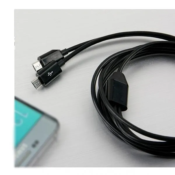 엑스퍼트 2선 동시중천 Micro USB B Y형 케이블 1M 기타케이블 젠더, 1