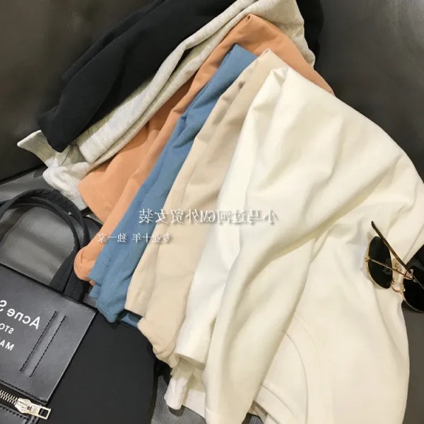 평판비 단골 손님 안심 받다 와이드 루즈핏 소매 순면 코튼 이너티셔츠 라운드넥 이너웨어 슬림핏 무지 여성 가을