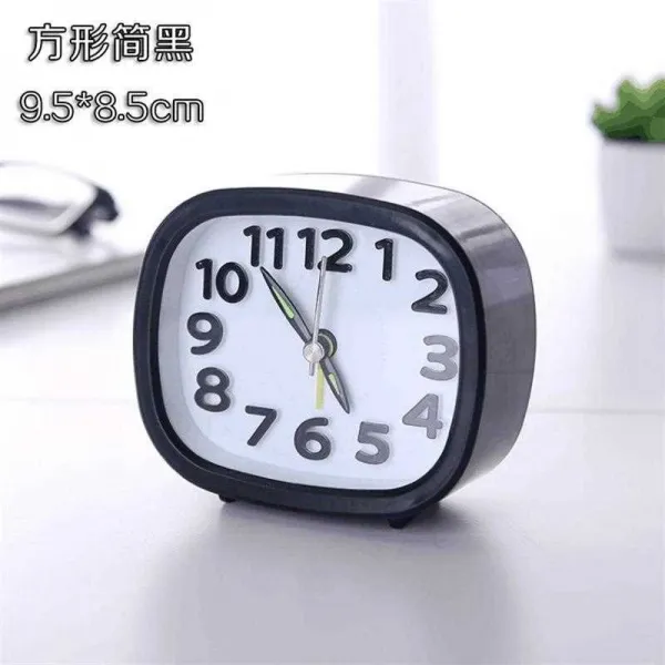 늦잠 자지 C벽 제시계 알람시계 소음방지 거실 나이트조명 침대머리 심플 종의헌 작고깜찍 스퀘어 간략함 블랙 D19a55