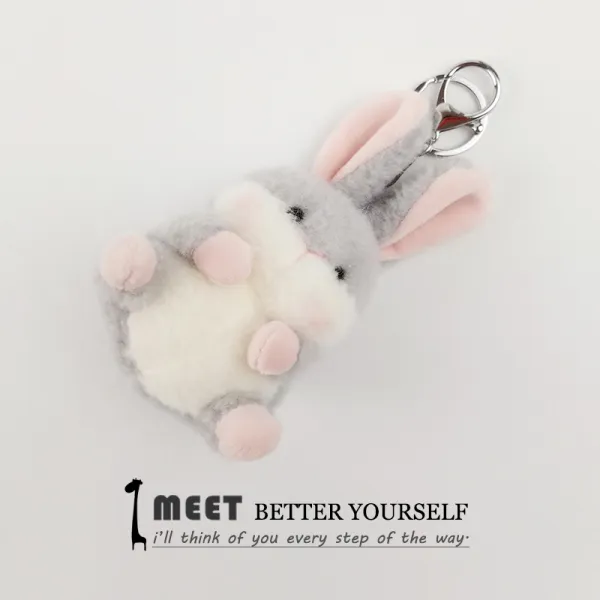 Mar.01 154번 창의적인 볼 모양의 토끼털 열쇠고리 책가방 걸이 피겨 어린이 발렌타인데이 생일 선물녀Z, 그레이 컬러 디 폴 트