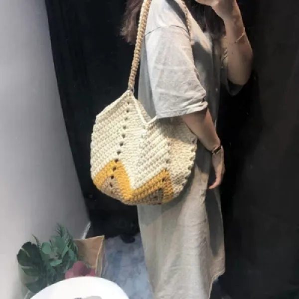 생활도움 털음 현아 엄마 편직 가방 핸드메이드 DIY 비완성 제품 현아풍 손뜨개 가방 혼선 소재 가방
