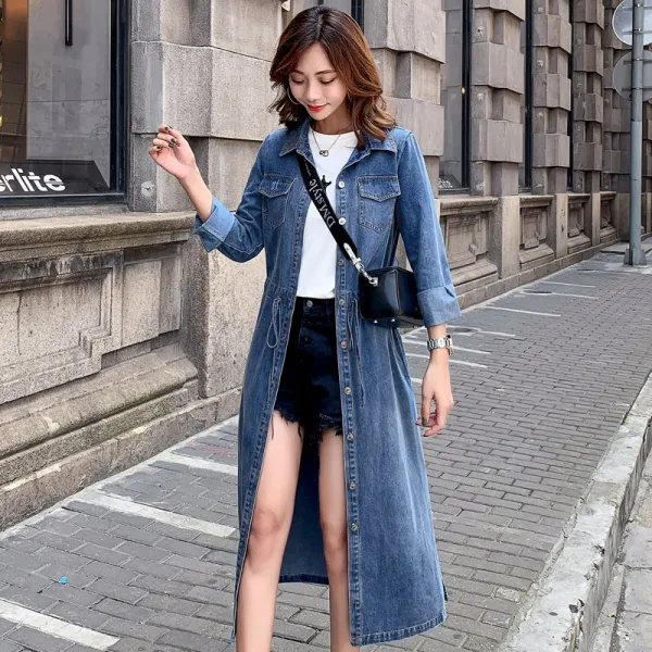 데일리룩 패션 시티 캐주얼룩 데님셔츠 롱자켓