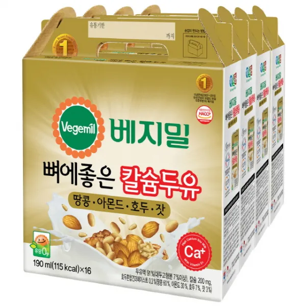 베지밀 뼈에좋은칼슘두유 190ml 16 X 4박스 Vegemil Calcium Soymilk 4 Boxes 64개