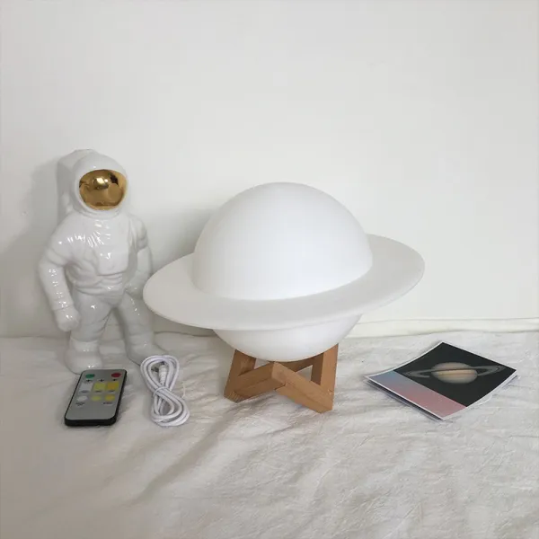 행성 무드 수면등 토성 LED 지구 침대 전등 롱거라이트 우주 조명, 공 15cm 반지 22cm 토성 + 우주 비행사 개인 사용