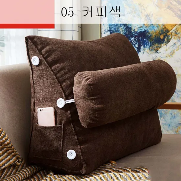 HY 쿠션 베갯머리쿠션 큰 쿠션 허리 쿠션 삼각형 쿠션 심플한 허리 보호대 가정용 세탁 가능 QH18 A10, 05 커피색