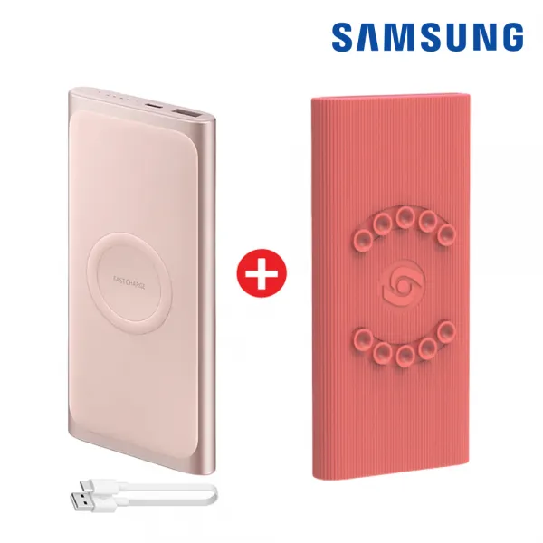 삼성전자 무선충전 10000mah C타입 보조배터리 패키지 삼성 무선 10000mah 핑크 +젤리케이스 핑크 