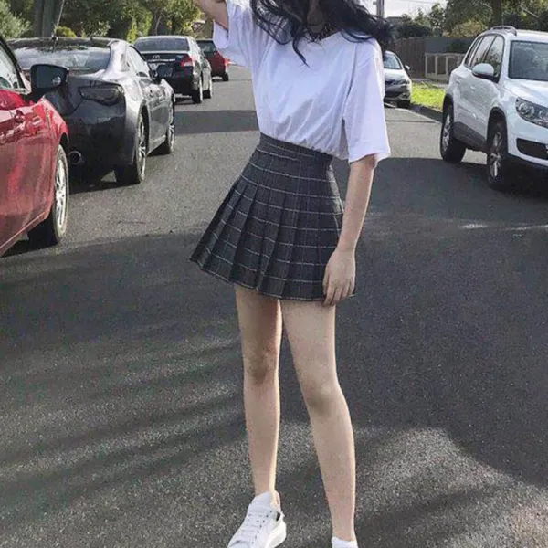 Kirahosi 플리츠스커트 여름 여자 반신 치마바지 팬츠 스커트 체크 1호 Bybo31z