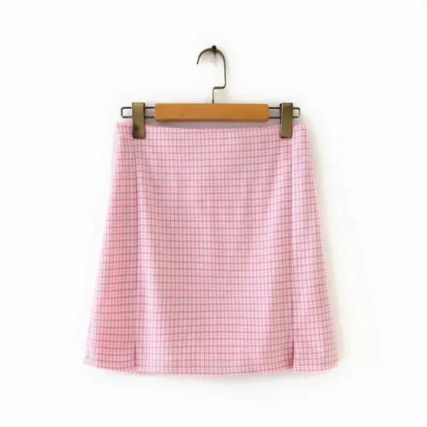 Korelan 20 인스 빅 하이웨스트 롱기장 체크 트임 A라인 스커트