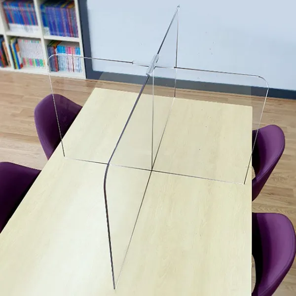 주식회사집현전 식탁 가림판 폴리카보네이트5T - 4인용 칸막이 십자결합형 양쪽개방, 높이600