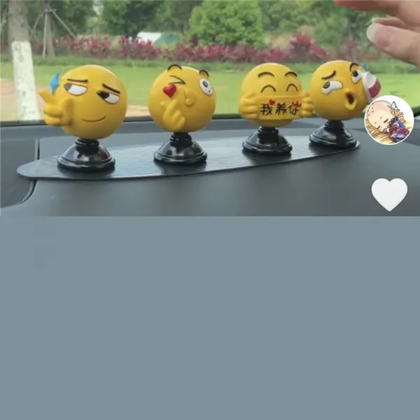 기타자전거용품 침실 차량용품 자동차액세서리 내부장식 애니메이션 차량내부 장식품 피큐어 이모티콘 표정 아이디어 뒷줄, T01-A19-더우인동일제품 :-(4개 조합)기기스마트+하트+내가 키우다