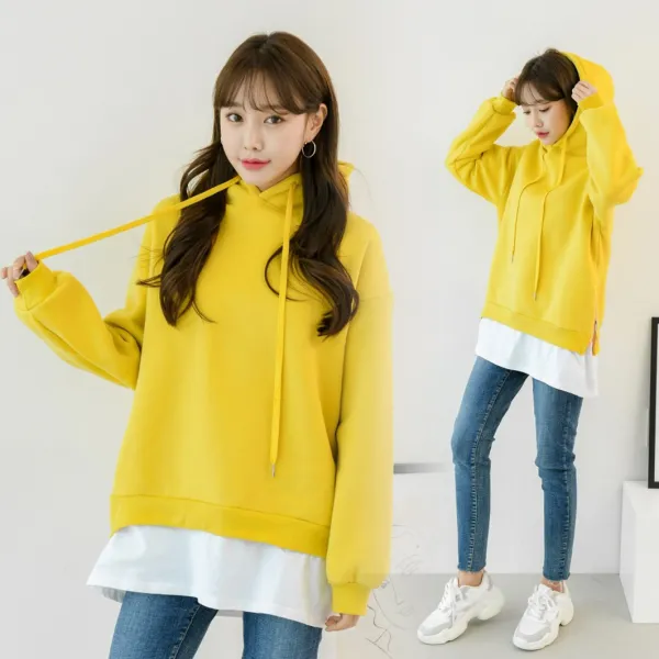 chicme 시크미 여성 레이어드 기모 후드 디펜드 티셔츠 후드티