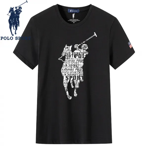 남자반팔티 POLOSPORT여름시즌 뉴타입 남성반팔 순면 t패션티셔츠 단색 보라 행운의말 표 PL024TX80A