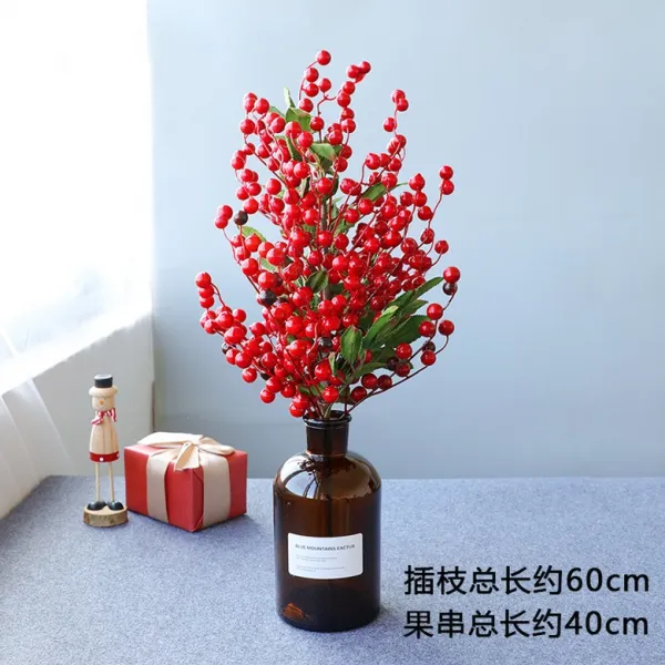 INS 노르딕 앵두 꺾꽂이 그테이블 진열 수제 꽃덩쿨 라탄 장신구, 큰사이즈 라지 사쿠라 복숭아 열매 꽂