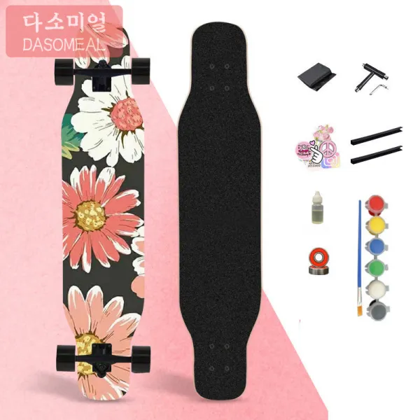 [해외 직송]다소미얼 롱보드 장판 여학생 초보자 성인 4인승 킥보드 학생 거리 닦기 XZ33 A34, 04