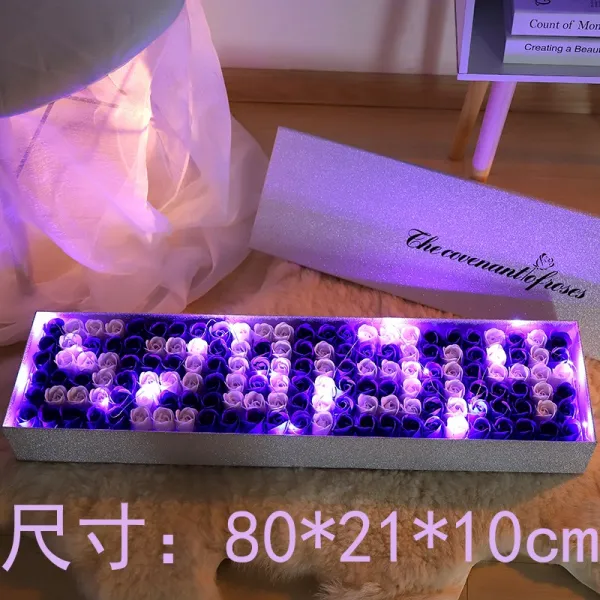 비누꽃 여친선물 친구 서프라이즈 로맨틱 사랑 생일 기념 칠석 밸런타인데이 장미꽃 선물, T22-5201314보라색 와 손을 맞잡다 가방 그리고 현혹 색등