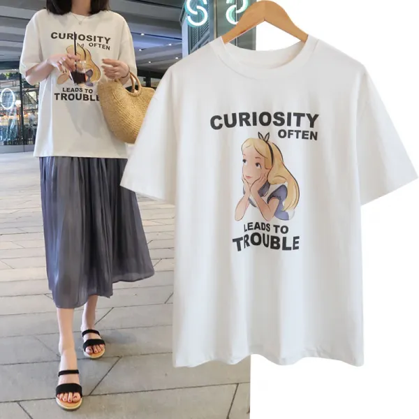 명스토어 임부복 여름옷 상의 순면 와이드 루즈핏 빅사이즈 스타일리쉬 반팔 하프다 티셔츠 파렴치한 어머니