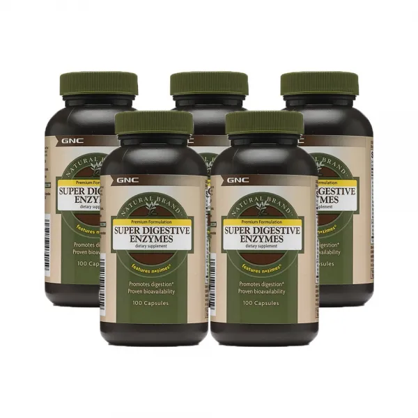 Gnc 5개 Set 슈퍼 다이제스티브 엔자임 100정 캡슐 Natural Brand Super Digestive Enzymes 200mg 100caps 5개