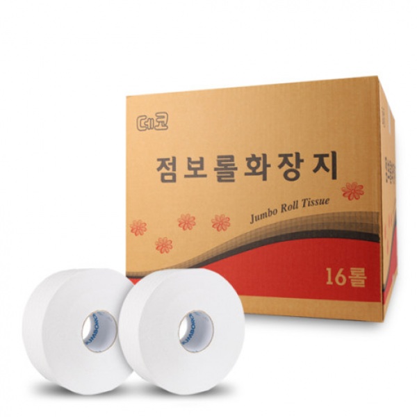 주식회사 선우제지 대용량 점보롤 에이스 데코 2겹 업소용 공중화장실용 대형 화장지 물에 잘녹는 휴지 데코점보롤200m 16롤