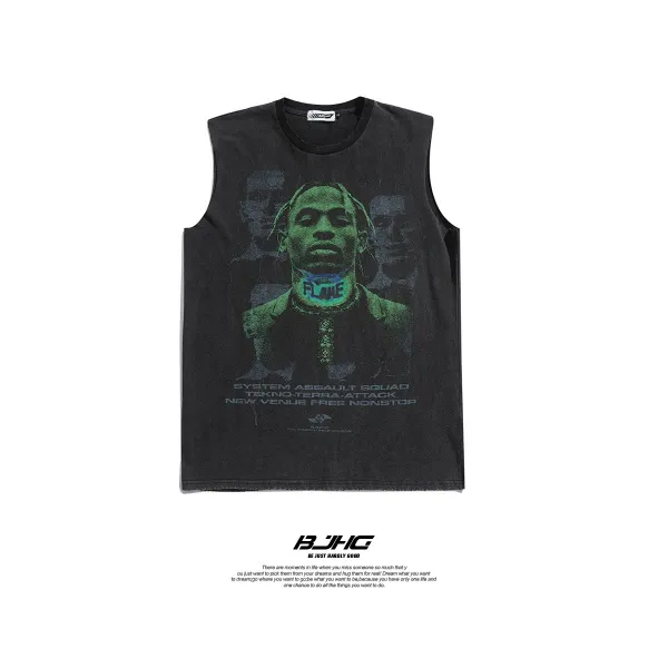 Dipylon 남성 시원한 티셔츠 는 뒷감당여름철 힙합나시 조남 워싱 구제 모슬린 민소