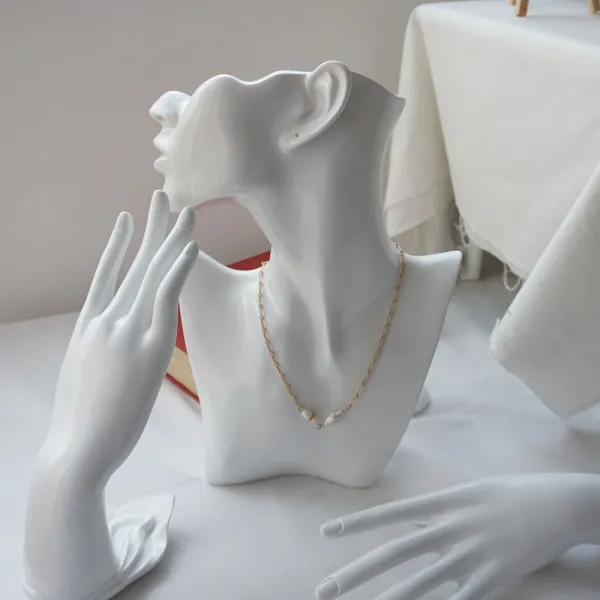  에피라임 담수 진주 클립 목걸이