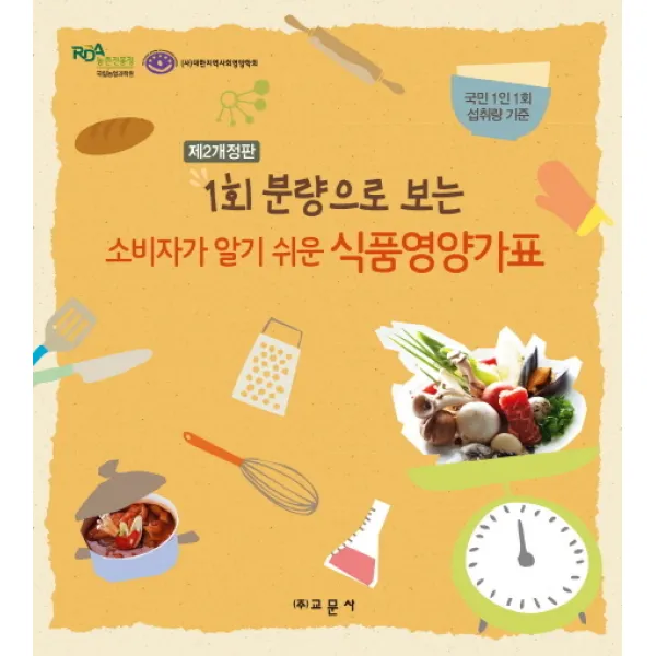 1회 분량으로 보는 소비자가 알기 쉬운 식품영양가표:국민 1인 1회 섭취량기준, 교문사