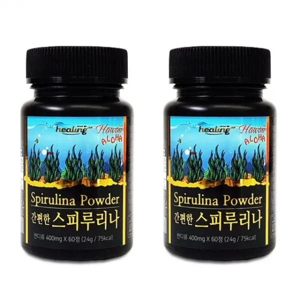 힐링 미국 하와이산 스피루리나 원말 조류 스테아린 마그네슘 이산화규소 다세포 생물 탄수화물 피부건강 고단백 황산화 성분 가족 건강식품 캔디류 슈퍼푸드 대체식량 온가족 간식용, 180정, 400g