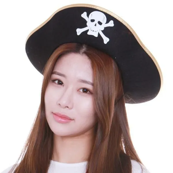 금색 테두리 해적 모자 선장 용품 캐리비안 후크 파티