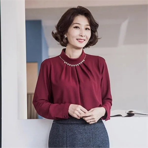 쉬즈마담 T52740 터들 목걸이셔링 블라우스 엄마옷 미시옷 엄마선물 빅사이즈 아줌마옷 50대 60대 중년여성 마담의류