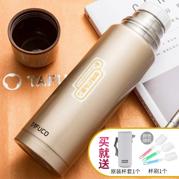 태복 고 남성 304 스테인리스 스틸 보온컵 여성 휴대용 학생 물컵 총알받이, 샴페인 T1585증정 컵솔 컵커버