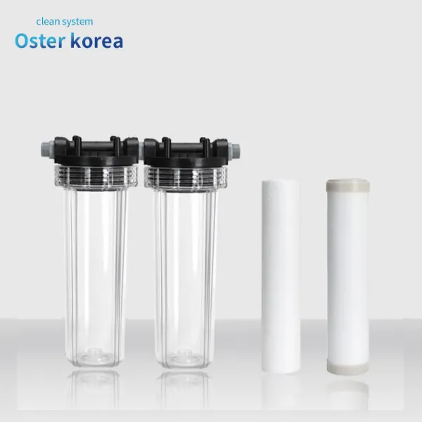 오스터 피팅2호 (이물질 고도정수) 1200ml 녹물 석회석 흙탕물 정수기, 투명하우징(3kg수압용)