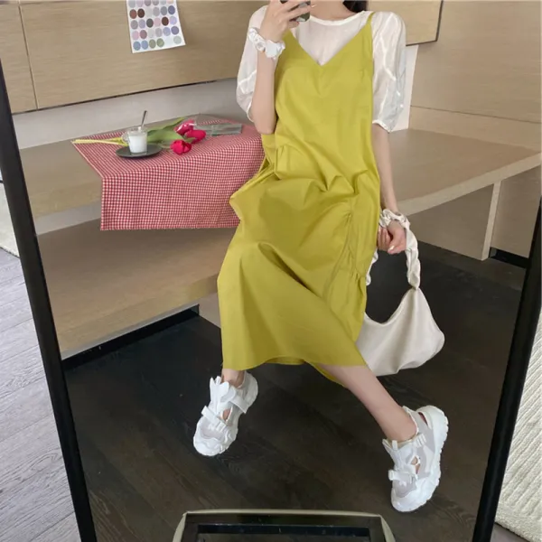슬림 섹시 미디 블랙 원피스 여 화이트 상의 서양기 글자 한 걸음 스커트 하