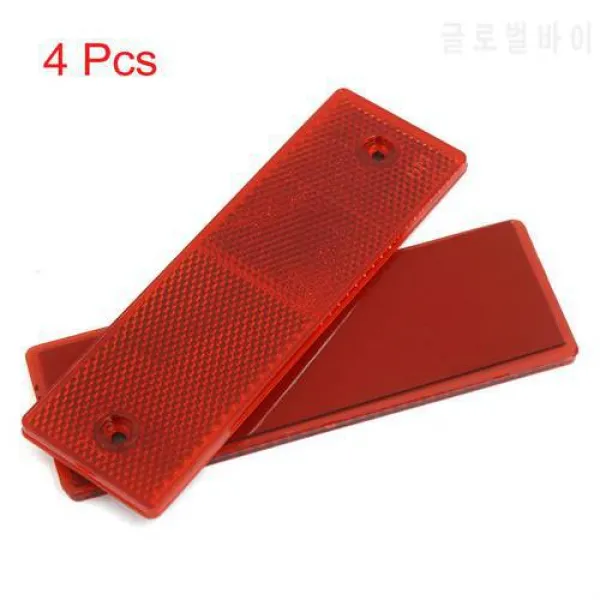 X Autohaux 4pcs 빨간색 사각형 스틱 켜 안전 반사판 승 마운트 구멍 자