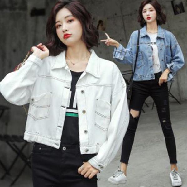 알리팡(Alipang) 도오빠 여성 데님 청자켓 캐쥬얼 학생 화이트자켓 짧은자켓 봄 가을 재킷