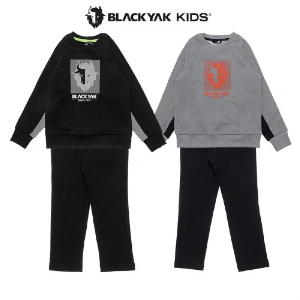 [블랙야크키즈]2020 F/W 기모트레이닝SET 1BKSEW0901 BKO피렌맨투매세트(블랙.그레이)