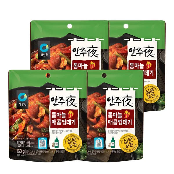 [청정원] 안주야 통마늘 매콤껍데기(상온) 160g x 4개, 상세 설명 참조