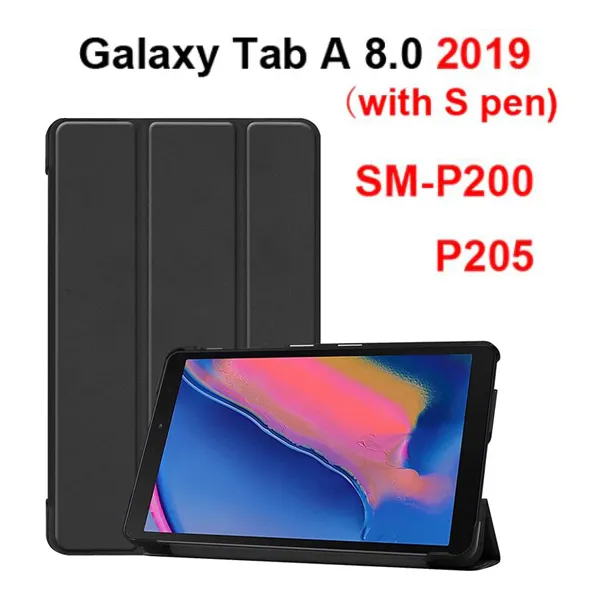 Galaxy 삼성 갤럭시 탭A 8.0 with Spen 2019 스마트케이스 SM-P200 SM-P205, 블랙